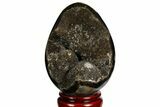 Septarian Dragon Egg Geode - Black Crystals #143154-1